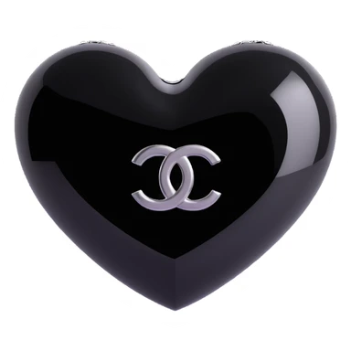 Chanel heart, elegant, glossy, black and white sticker