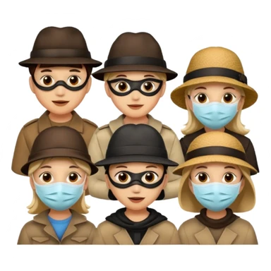 masked people with hat sticker