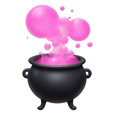Black witches cauldron with pink bubbles coming out sticker