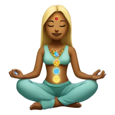 Light lady with 7 chakra symbols meditation  sticker