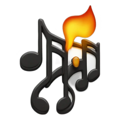 black music note, fire emoji, music notes, in flames sticker