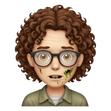 zombie with curly hair and glasses sticker