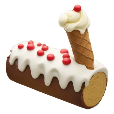 Christmas ice cream cake in the shape of a log of wood with coffee and vanilla ice cream  sticker