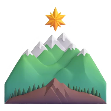 simple eight-pointed star with wide points, with only a basic mountain silhouette on it sticker