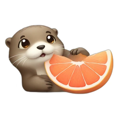 Cute otter with grapefruit hello sticker