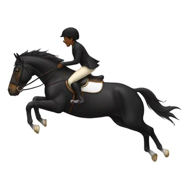 Black horse jumping with a female rider  sticker