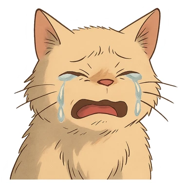 ghibli style crying cat sticker