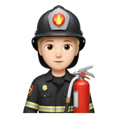 Firefighter with white color helmet with fire extinguisher sticker