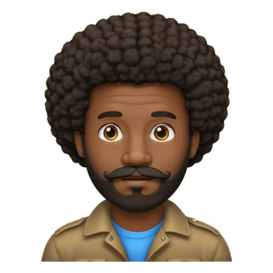 black afro guy with beard and mustache emoji sticker