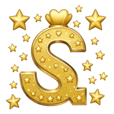 money sign with stars and hearts and sparkles sticker