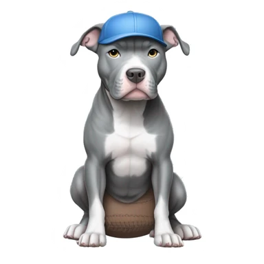 Blue nose pitbull all gray no white in color with blue eyes. Dog must be wearing a baseball hat. Don't generate a body just the head. sticker