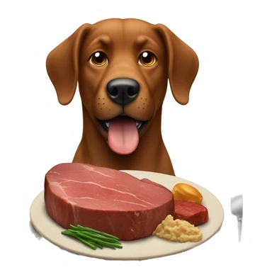 Brown large dog eating a steak sticker