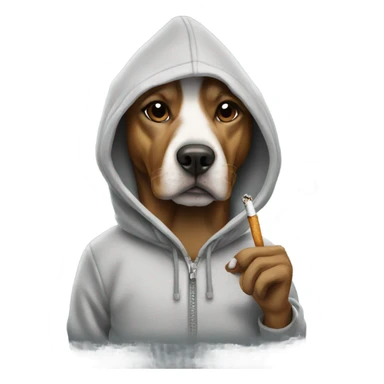 Dog wearing hoodie smoking  sticker