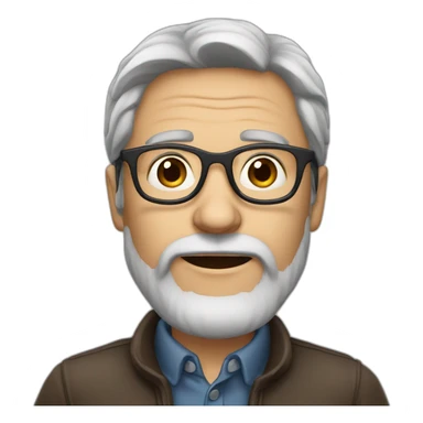 50 year old swedish man, dark hair with grey streaks and brown glasses sticker