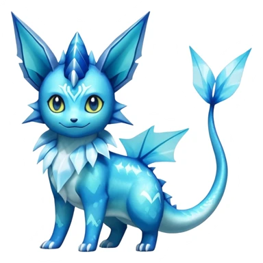Shiny Sparkly Exotic Colorful Vaporeon-Glaceon-Amaura-Aurorus-Fakémon-hybrid-creature (full body)  sticker