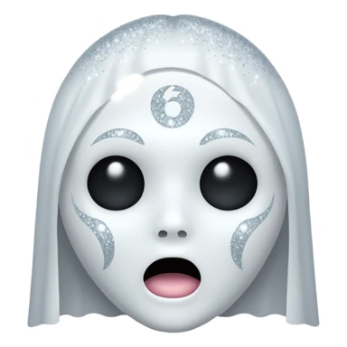 white Ghost face glitter  sticker