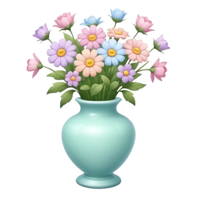 Cute kawaii gorgeous pretty pastel beautiful fairycore cottagecore detailed high quality trending aesthetic decoration flowers in a vase on a small round table sticker