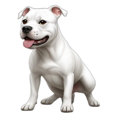 Staffordshire Bull Terrier full white coat playing dead sticker