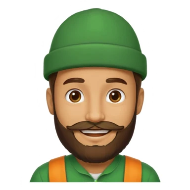 bearded man with green hat sticker