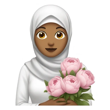 Woman white don’t face with hijab holding peonies sticker