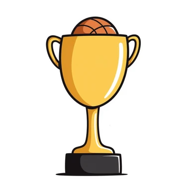 Hand-drawn golden basketball trophy sticker