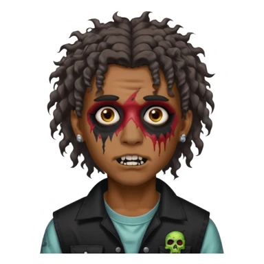 ⁹sou um garoto pardo, tenho cabelo cacheado tipo mullet e um piercing dos dois lados da boca. quero ser um zombi sticker