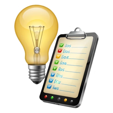 light bulb with a checklist sticker