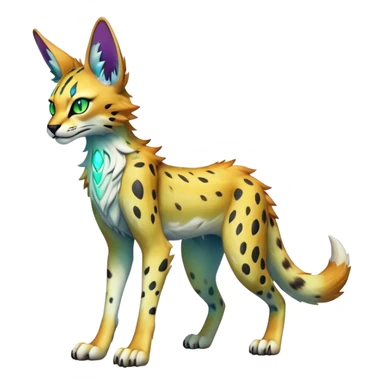 Epic Edgy Colorful ethereal eldritch Sergal-Serval-Vernid full body sticker