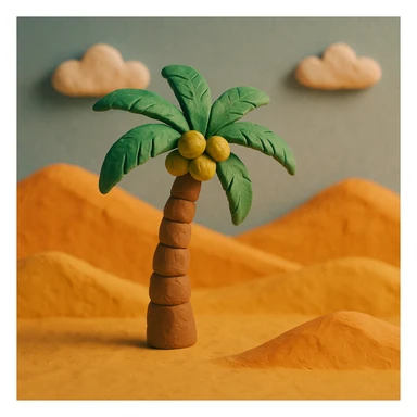 clay palm tree and desert scene in Saudi Arabia sticker