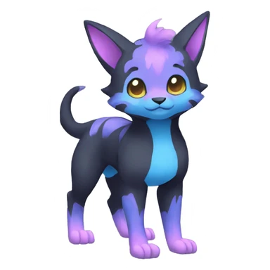 Cute cool black blue purple pink animal hybrid Fakemon full body sticker