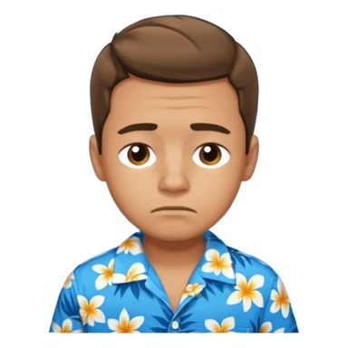 Boy with blue Hawaiian shirt is tired sticker