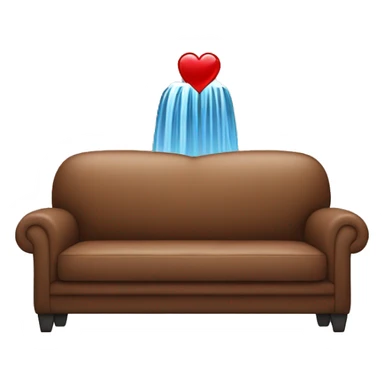 Brown sofa with a heart filled blanket with waterfalls sticker