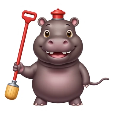 Hippo wearing a plunger sticker