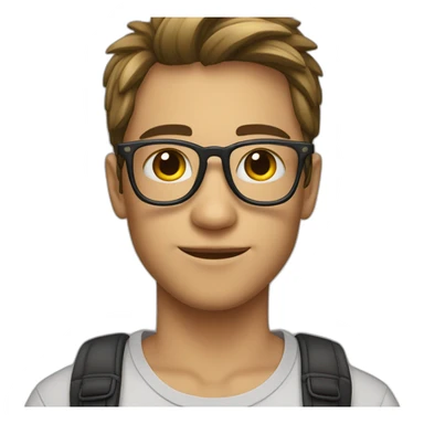 joven con gafas y gato rayado sticker