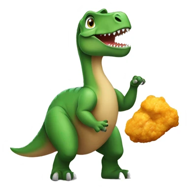 Dinosaur holding a nugget sticker