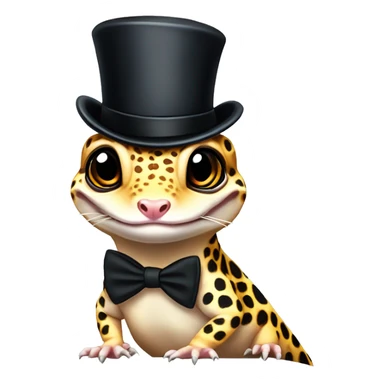 Leopard gecko with top hat and monocle and heat eyes and feather hands sticker
