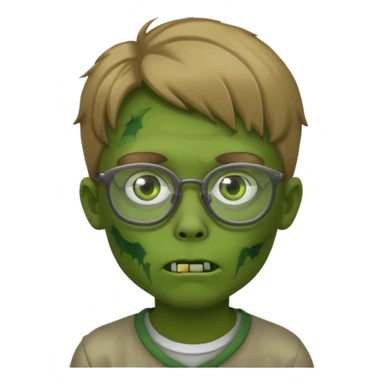 boy zombie with dark blonde hair and green skin and glasses sticker