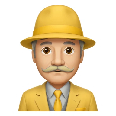 middle aged mobster with yellow colored suit and hat and grey mustache with grey beard sticker