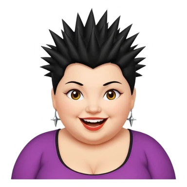 fat spiky haired happy woman sticker