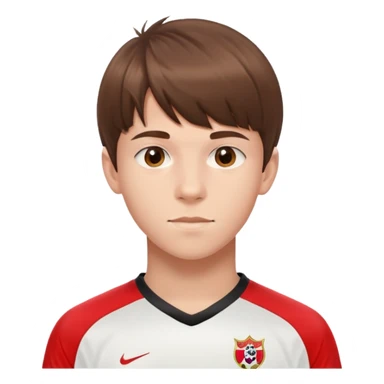 - Nam
- 15 tuổi
- Da trắng
- Tóc nâu , để mái che trán
- Mặt đẹp trai
- Áo bóng đá màu đỏ
 sticker