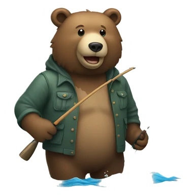 Bear going fishing sticker