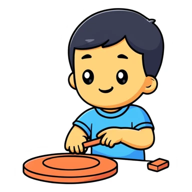 child playing with modeling clay sticker
