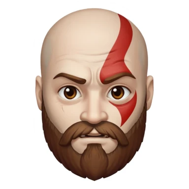 God of War Kratos (white skin, beard and eyebrow color brown) sticker