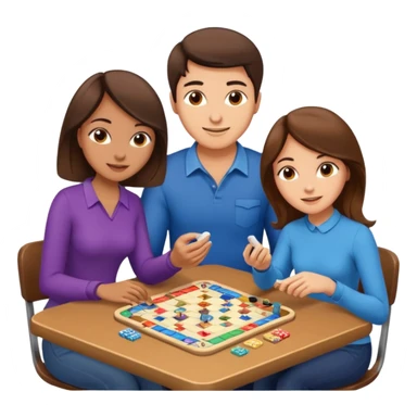 3 male and female brunette friends playing board game sticker