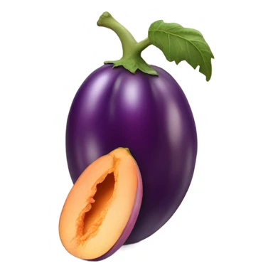 Eggplant in a peach sticker