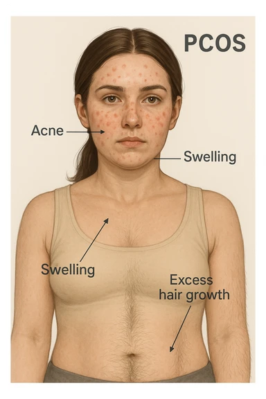 Acne gonfiore e peli per pcos donna sticker