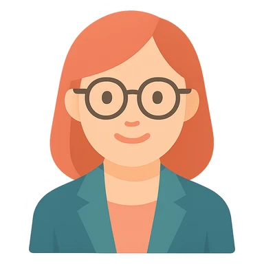 Add glasses to the woman, stylized with subtle color accents, clear silhouette, professional yet warm, with no background sticker