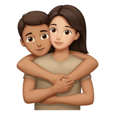 Brunette boy hugging brunette girl sticker