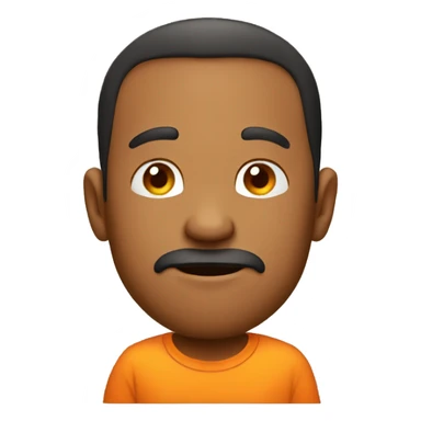 man with orange tshirt thinking with finger on chin sticker