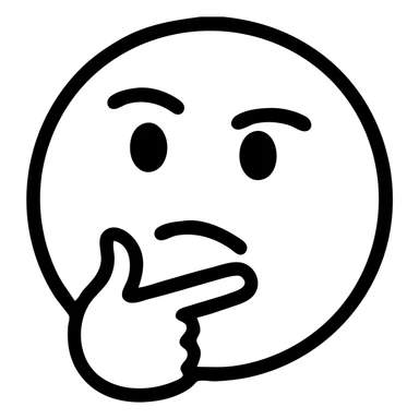 emoji of a face biting finger, modern icon style, clean lines, simple shapes, no fill, transparent background, thoughtful expression sticker